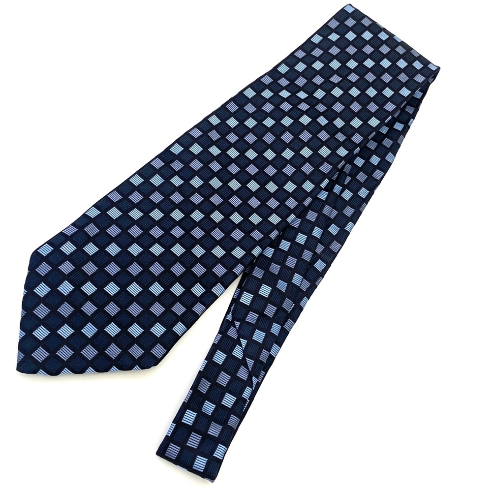 Bachrach Men's Blue/Black Check Check Silk Necktie